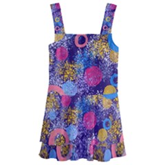 Multicolored Splashes And Watercolor Circles On A Dark Background Kids  Layered Skirt Swimsuit by SychEva