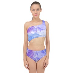 Purple And Blue Alcohol Ink  Spliced Up Two Piece Swimsuit by Dazzleway