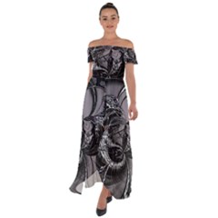 Satellite Off Shoulder Open Front Chiffon Dress by MRNStudios