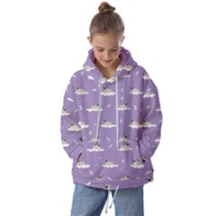 Pug Dog On A Cloud Kids  Oversized Hoodie by SychEva