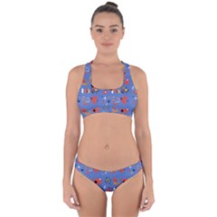 Blue 50s Cross Back Hipster Bikini Set by NerdySparkleGoth