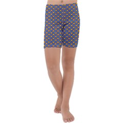 Yellow Circles On A Purple Background Kids  Lightweight Velour Capri Yoga Leggings