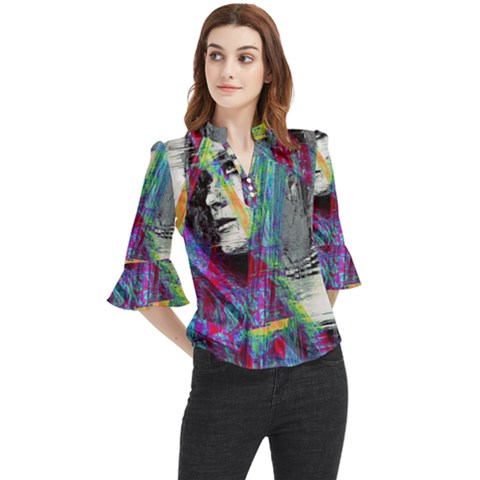 Rex Loose Horn Sleeve Chiffon Blouse by MRNStudios