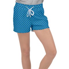 Blue Circles On A Dark Blue Background Velour Lounge Shorts by SychEva