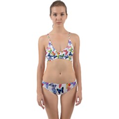 Bright Butterflies Circle In The Air Wrap Around Bikini Set by SychEva