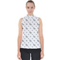 Grey Unicorn Sketchy Style Motif Drawing Pattern Mock Neck Shell Top View1