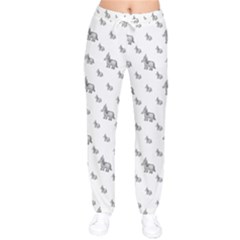 Grey Unicorn Sketchy Style Motif Drawing Pattern Women Velvet Drawstring Pants by dflcprintsclothing