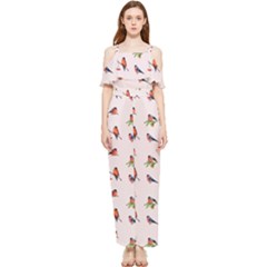 Bullfinches Sit On Branches Draped Sleeveless Chiffon Jumpsuit by SychEva