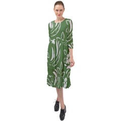 Folk Flowers Pattern Floral Surface Design Seamless Pattern Ruffle End Midi Chiffon Dress by Eskimos
