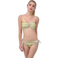 Cartoon Pattern Twist Bandeau Bikini Set