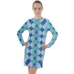 Turquoise Long Sleeve Hoodie Dress by Dazzleway