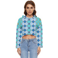 Turquoise Women s Lightweight Cropped Hoodie by Dazzleway