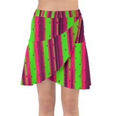 Warped Stripy Dots Wrap Front Skirt