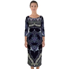 Folksy Trinity Quarter Sleeve Midi Bodycon Dress by MRNStudios