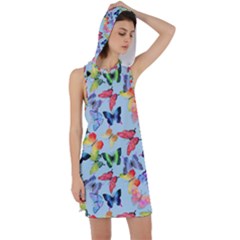 Watercolor Butterflies Racer Back Hoodie Dress by SychEva