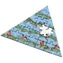 Bullfinches On Spruce Branches Wooden Puzzle Triangle View2