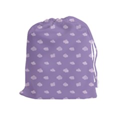 Pink Clouds On Purple Background Drawstring Pouch (xl) by SychEva