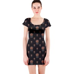 Funny Ugly Bird Drawing Print Pattern Short Sleeve Bodycon Dress by dflcprintsclothing