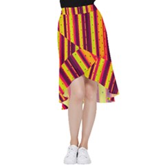 Warped Stripy Dots Frill Hi Low Chiffon Skirt by essentialimage365