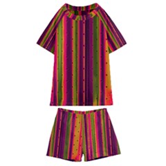 Warped Stripy Dots Kids  Swim Tee And Shorts Set by essentialimage365