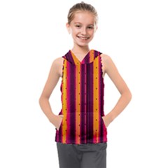 Warped Stripy Dots Kids  Sleeveless Hoodie