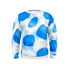 Cloudy Watercolor, Blue Cow Spots, Animal Fur Print Kids  Sweatshirt by Casemiro