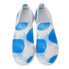 Cloudy Watercolor, Blue Cow Spots, Animal Fur Print Women s Slip On Sneakers by Casemiro