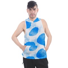 Cloudy Watercolor, Blue Cow Spots, Animal Fur Print Men s Sleeveless Hoodie by Casemiro