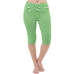 Illusion Waves Pattern Lightweight Velour Cropped Yoga Leggings by Sparkle