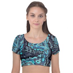 Strange Glow Velvet Short Sleeve Crop Top  by MRNStudios