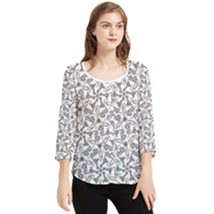 Geometric City Chiffon Quarter Sleeve Blouse by SychEva