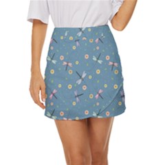 Cute Dragonflies In Spring Mini Front Wrap Skirt by SychEva