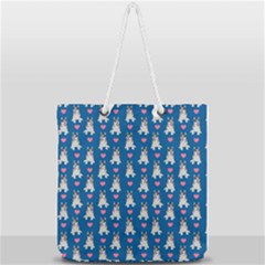 Little Husky With Hearts Full Print Rope Handle Tote (large) by SychEva