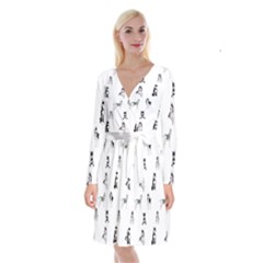 Husky Dogs Long Sleeve Velvet Front Wrap Dress by SychEva