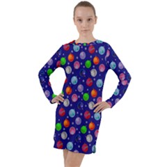 Christmas Balls Long Sleeve Hoodie Dress by SychEva