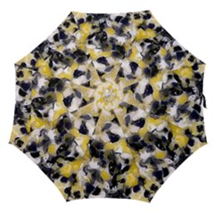 Black, Gray And Yellow Swirls  Straight Umbrellas