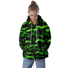 Green  Waves Abstract Series No3 Kids  Oversized Hoodie by DimitriosArt