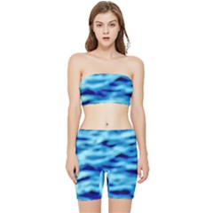 Blue Waves Abstract Series No4 Stretch Shorts And Tube Top Set