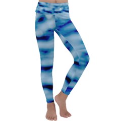 Blue Waves Abstract Series No5 Kids  Lightweight Velour Classic Yoga Leggings by DimitriosArt