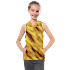 Yellow  Waves Abstract Series No8 Kids  Sleeveless Hoodie by DimitriosArt