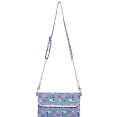 50s Diner Print Blue Mini Crossbody Handbag
