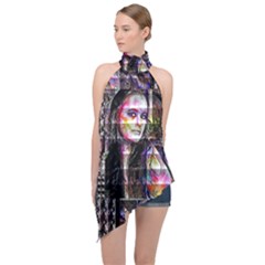 Hungry Eyes Ii Halter Asymmetric Satin Top by MRNStudios