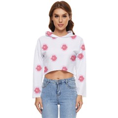 Lips Bubblegum Pattern Women s Lightweight Cropped Hoodie by Littlebird
