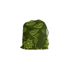 Folk Flowers Print Floral Pattern Ethnic Art Drawstring Pouch (xs) by Eskimos