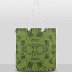 Floral Folk Damask Pattern Fantasy Flowers Floral Geometric Fantasy Full Print Rope Handle Tote (large) by Eskimos