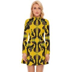 Abstract Pattern Geometric Backgrounds  Abstract Geometric Design    Long Sleeve Velour Longline Dress by Eskimos