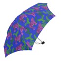 Pink Tigers On A Blue Background Mini Folding Umbrellas View2