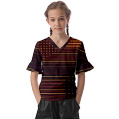 Gradient Kids  V-neck Horn Sleeve Blouse by Sparkle