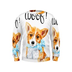 Welsh Corgi Pembrock With A Blue Bow Kids  Sweatshirt by ladynatali