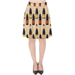 Champagne For The Holiday Velvet High Waist Skirt by SychEva